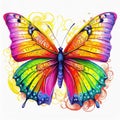 Clip art beautiful butterfy vibrant multicolored large size