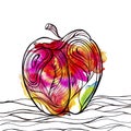 Clip-art Bright Apple. Blot Watercolor