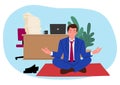 Clip art of a businessman doing yoga in his office Royalty Free Stock Photo