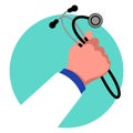 Clip art of a doctor hand holding a stethoscope Royalty Free Stock Photo