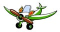 cartoon propeller plane with wheels down Royalty Free Stock Photo