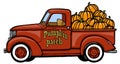 fall pumpkin truck with petes pumpkin patch Royalty Free Stock Photo