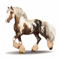 Beautiful Vanner Draft Horses Clip Art