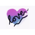 clip art, love stickers, blue and magenta writing and heart shapes.