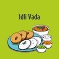 Idli vada .south Indian food vector illustration