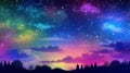 Clip art of mysterious night sky, colorful gradation night sky. Generative Ai Royalty Free Stock Photo