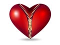 Clip-art of red heart with zipper Royalty Free Stock Photo