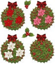 Clip art set of Christmas mistletoe decorative Royalty Free Stock Photo