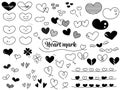 Clip art set of cute monochrome heart