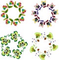 Clip art set of floral frames, hand drawn flower wreath Royalty Free Stock Photo