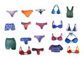 Clip art set of watercolor underwear