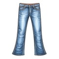 Clip art simple Bootcut Jeans white Background Generative AI