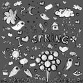 Clip art spring black&white illustrations