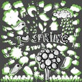 Clip art spring green&white illustrations