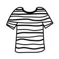 Clip art striped shirt doodles isolated on white, t-shirt art line draw style, doodle art shirt stripe, t-shirt hand drawn, shirt