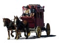 Fantasy illustration of a stagecoach traveling to the left Royalty Free Stock Photo