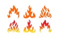 Flames hot burn icon set