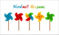 Clip art vector windmill origami colorfull