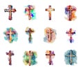 Clip Art of Watercolor Style Christian Crosses with PNG