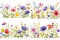 clip-art watercolor style wild flower vines and flowers of various shapes. Created using Generative AI