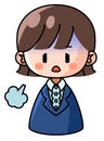 Clip art of woman in suit who is tired and groggy