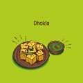 Indian snacks dhokla Gujarati food vector illustration