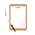 Clip board with blank paper and pen isolated Royalty Free Stock Photo