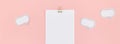 Clip board mock up on pink background