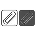 Clip line and glyph icon. Paperclip in frame, clinch for binding documents symbol, outline style pictogram on white Royalty Free Stock Photo