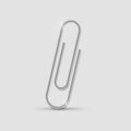 Clip. Realistic paperclip attach. Office metal binder with shadow