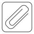 Clip thin line icon. Paperclip in frame, clinch for binding documents symbol, outline style pictogram on white Royalty Free Stock Photo