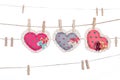 Clip on a twine , hanging heart valentine's day