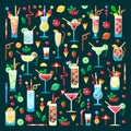 Clipart of alcohol cocktails different types with decorations