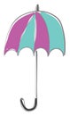 Clipart of an appealing folded colorful umbrella that stands upright set on isolated white background, vector or color