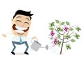 Businessman watering a money tree