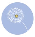Clipart Of Beautiful Dandelion Flower In Blue Background Vector Color Drawing Or Illustration