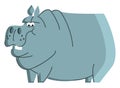 Clipart of a blue angry hippo animal vector color drawing or illustration Royalty Free Stock Photo