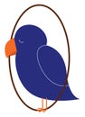 Clipart of a blue-colored sleeping bird vector or color illustration