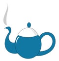 Clipart of a blue-colored teapot/Evening snacks time, vector or color illustration Royalty Free Stock Photo