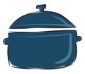 Clipart of a blue-colored non-stick saucepan provided with a lid vector or color illustration