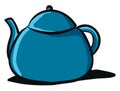 Clipart of a blue-colored teapot vector or color illustration Royalty Free Stock Photo