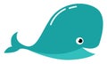 Clipart of a blue-colored whale with a white exclamation mark vector or color illustration