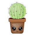 Clipart Cactus in Cartoon Style. Cute Clip Art Cactus in a Pot. Vector Illustration of an Animal for Stickers, Baby