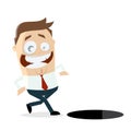 Careless businessman walking in a hole