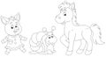 Vector cartoon set of comical toy animals