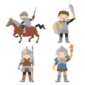 Collection set of guardians and knights of medieval kingdom Royalty Free Stock Photo