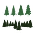 Green Pine Tree Forest Environment Clip art set Royalty Free Stock Photo