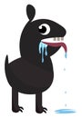 Clipart of a dog drooling saliva out from the mouth/Slobbery dog vector or color illustration