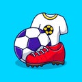 Soccer ball, shoes and jersey clipart illustration Royalty Free Stock Photo