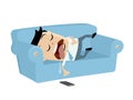 Funny businessman sleeping on the sofa